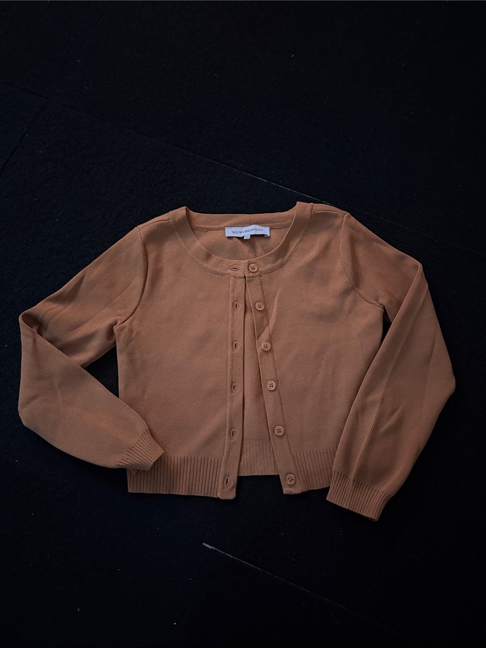 WeWoreWhat Chestnut Button-Front Cropped Cardigan